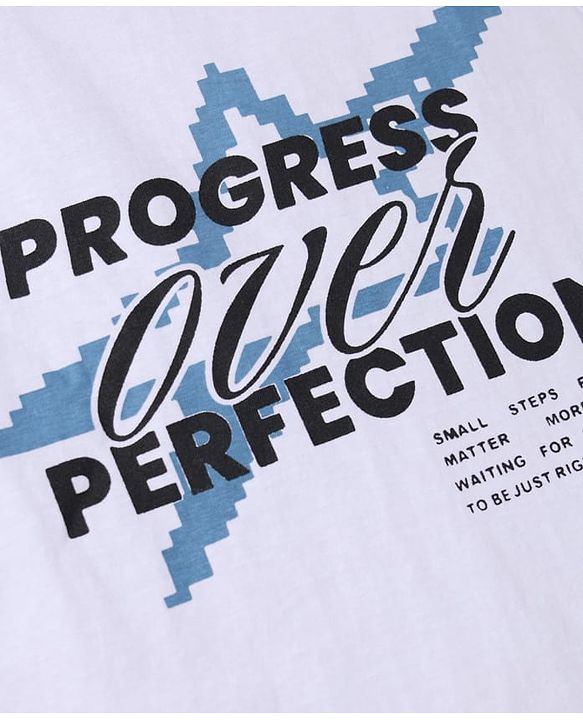 Pine Kids 100% Cotton Woven Half Sleeves Checked Shirt and T-Shirt with Progress With Process Text Print in Light Blue