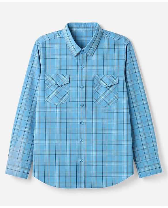 Pine Kids Cotton Woven Full Sleeves Checks Shirt - Light Blue