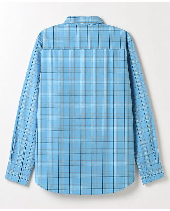 Pine Kids Cotton Woven Full Sleeves Checks Shirt - Light Blue