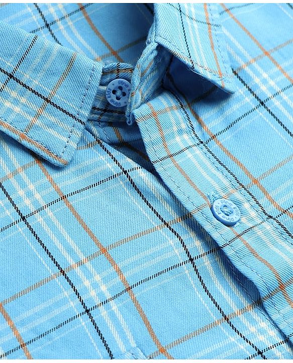 Pine Kids Cotton Woven Full Sleeves Checks Shirt - Light Blue