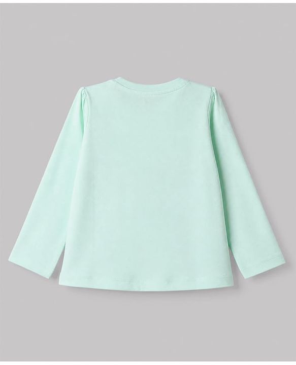 Babyhug 100% Cotton Knit T-Shirt with Full Sleeves and Butterfly Applique in Light/Sky Blue for 6-9 Months