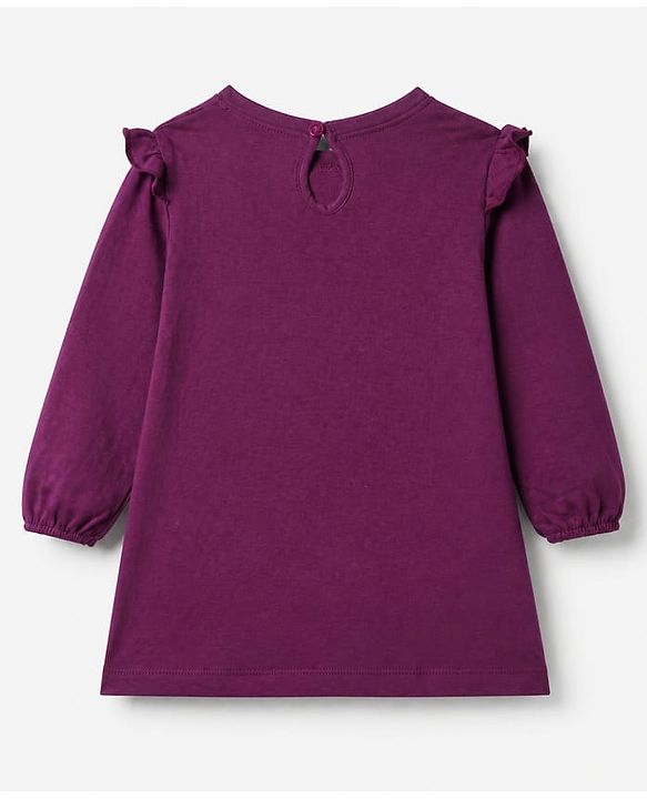 Babyhug Single Jersey Knit Full Sleeves Frock and Legging with Knee Length and Floral Embroidery in Maroon