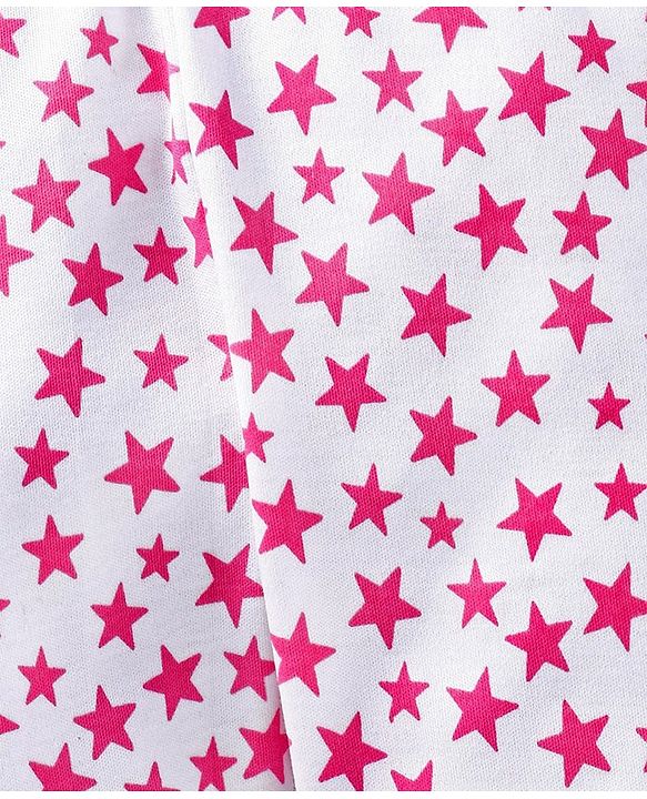 Babyhug Full Length Lounge Pant Star Print - White Pink