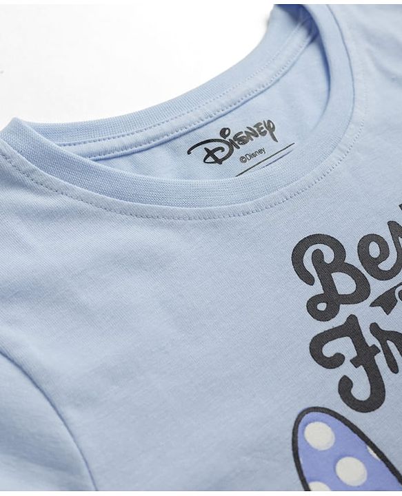 Pine Kids Disney Single Jersey Knit T-Shirt with Full Sleeves and Minnie and Daisy Print - Sky Blue