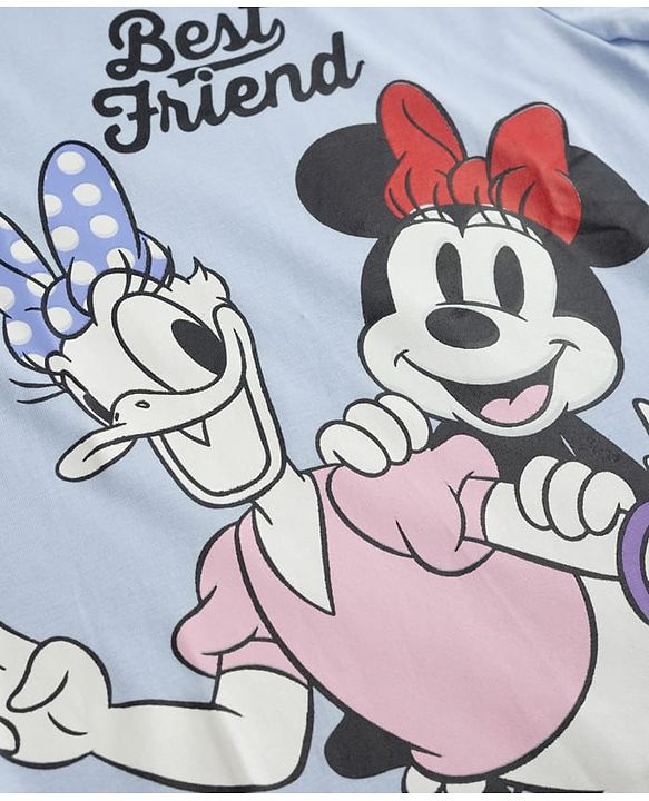 Pine Kids Disney Single Jersey Knit T-Shirt with Full Sleeves and Minnie and Daisy Print - Sky Blue