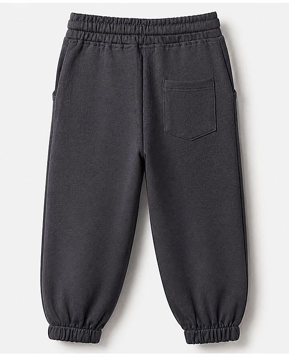 Babyhug Cotton Knit Jogger Fit Full Length Solid Lounge Pants in Black