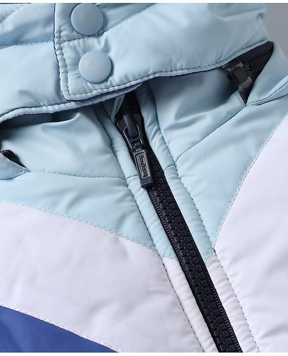 Babyhug Woven Padded Quilted Hooded Winter Jacket with Full Sleeves and Cut & Sew - Blue