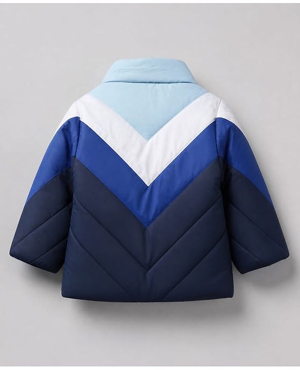 Babyhug Woven Padded Quilted Hooded Winter Jacket with Full Sleeves and Cut & Sew - Blue