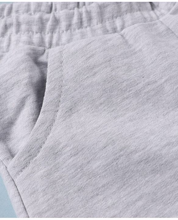 Babyhug Cotton Looper Knit Full Length Lounge Pant with Jogger Fit - Grey
