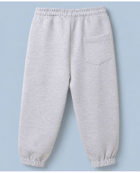 Babyhug Cotton Looper Knit Full Length Lounge Pant with Jogger Fit - Grey