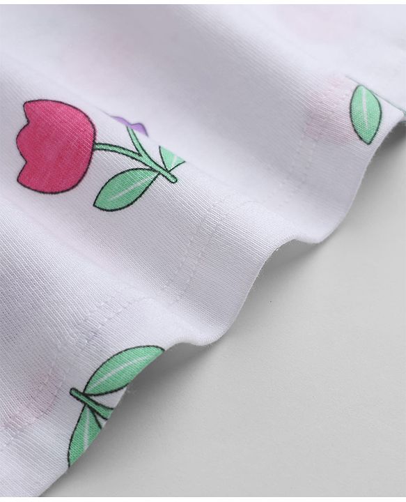 Babyhug Single Jersey Knit Dress with Half Sleeves in Heart & Floral Print Pack of 2 - Purple White