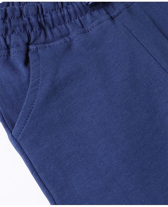 Babyhug Cotton Looper Knit Full Length Solid Track Pant - Navy Blue