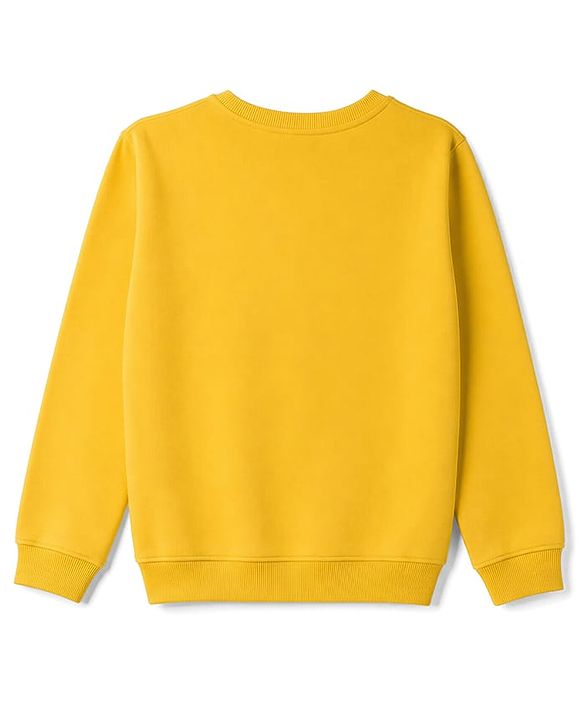 Pine Kids Cotton Knit Sweatshirt with Full Sleeves and Basketball Text Print - Yellow