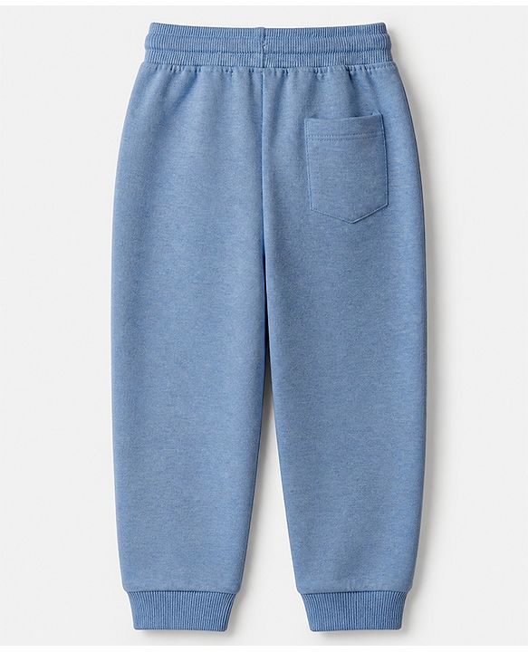 Babyhug Cotton Looper Knit Full Length Solid Track Pant With Team Football Print - Blue