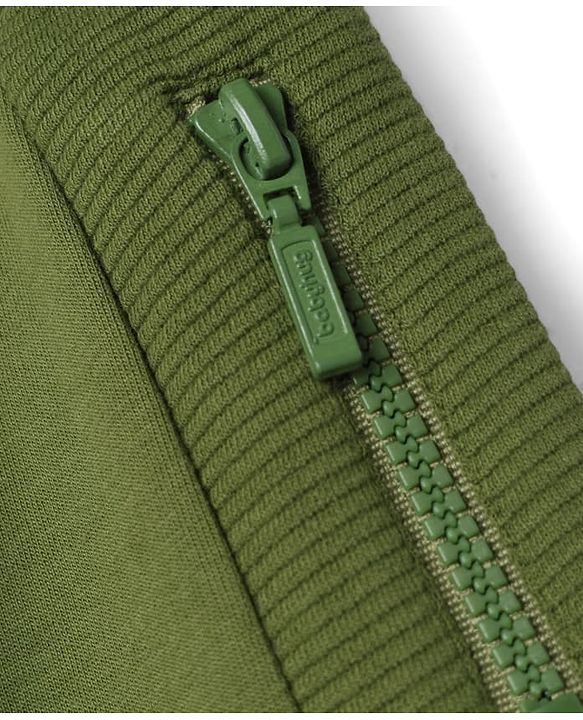Babyhug Cotton Looper Knit Jogger Fit Full Length Lounge Pant with Fox Patch - Olive Green