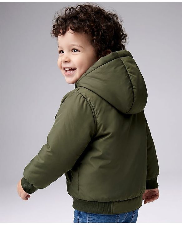 Babyhug Woven Full Sleeves Padded/Quilted/ Winter Jacket - Olive
