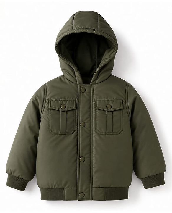 Babyhug Woven Full Sleeves Padded/Quilted/ Winter Jacket - Olive