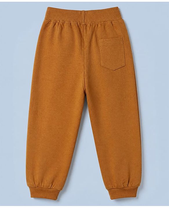 Babyhug 100% Cotton Looper Knit Jogger Fit Full Length Lounge Pant with Adventure Ready Print in Brown