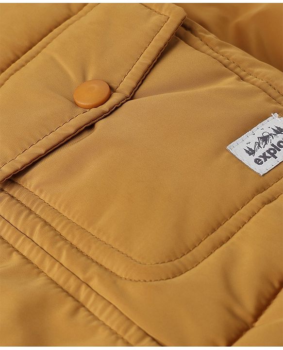 Babyhug Woven Full Sleeves Hooded Solid Padded/Quilted/ Winter Jacket - Mustard
