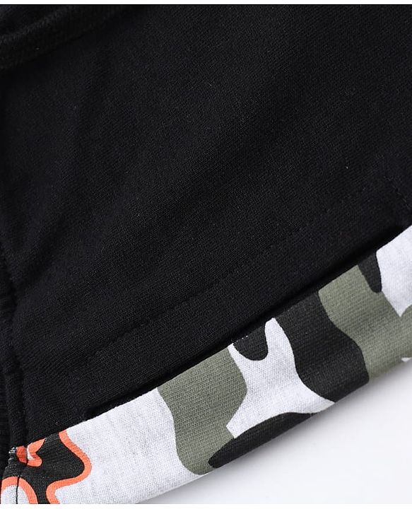Babyhug Cotton Looper Knit Jogger Fit Full Length Track Pant with Camouflage Print in Black