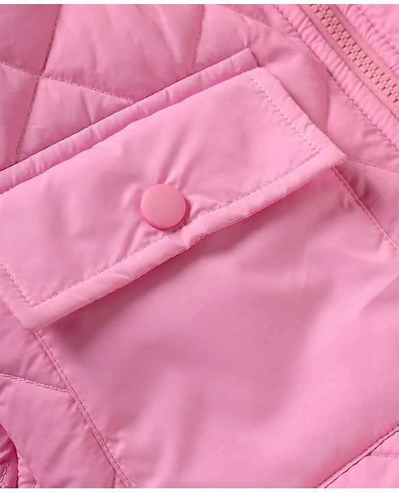 Pine Kids Woven Padded Hoodie Winter Jacket with Full Sleeves in Pink