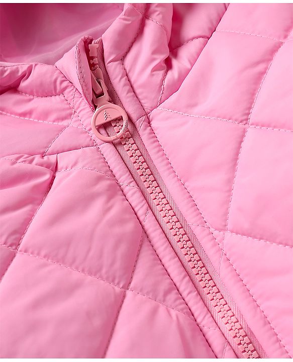 Pine Kids Woven Padded Hoodie Winter Jacket with Full Sleeves in Pink