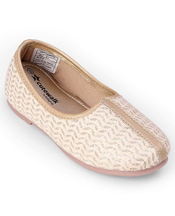 Cute Walk by Babyhug Slip On Ethnic Printed Mojaris - Beige