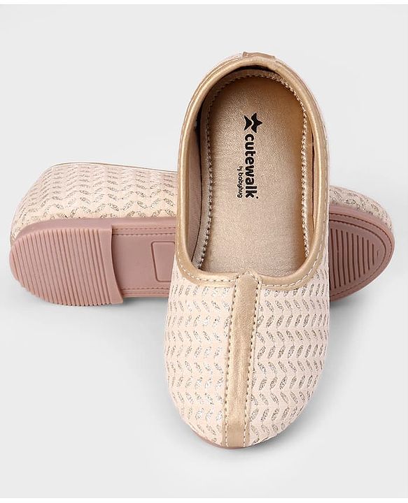 Cute Walk by Babyhug Slip On Ethnic Printed Mojaris - Beige
