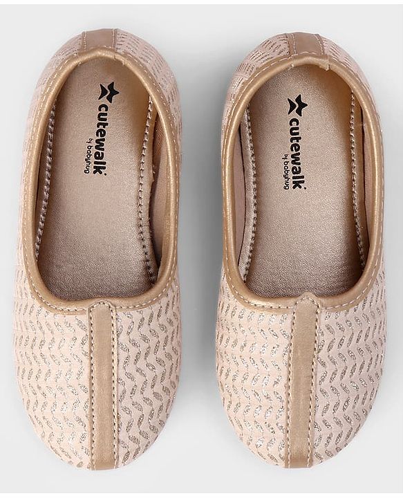 Cute Walk by Babyhug Slip On Ethnic Printed Mojaris - Beige