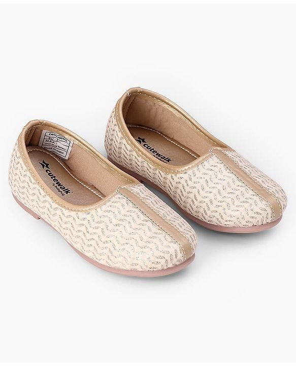 Cute Walk by Babyhug Slip On Ethnic Printed Mojaris - Beige