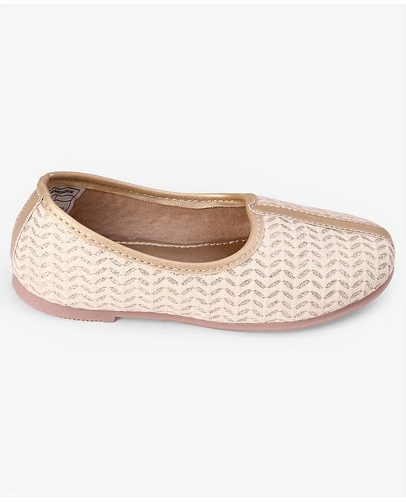 Cute Walk by Babyhug Slip On Ethnic Printed Mojaris - Beige