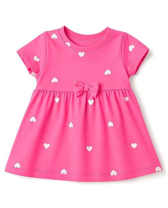 Babyhug Cotton Single Jersey Knit Half Sleeves Heart & Rainbow Print Pack of 2 - Pink & Sea Green