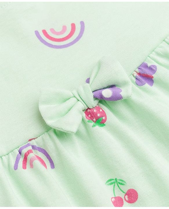 Babyhug Cotton Single Jersey Knit Half Sleeves Heart & Rainbow Print Pack of 2 - Pink & Sea Green
