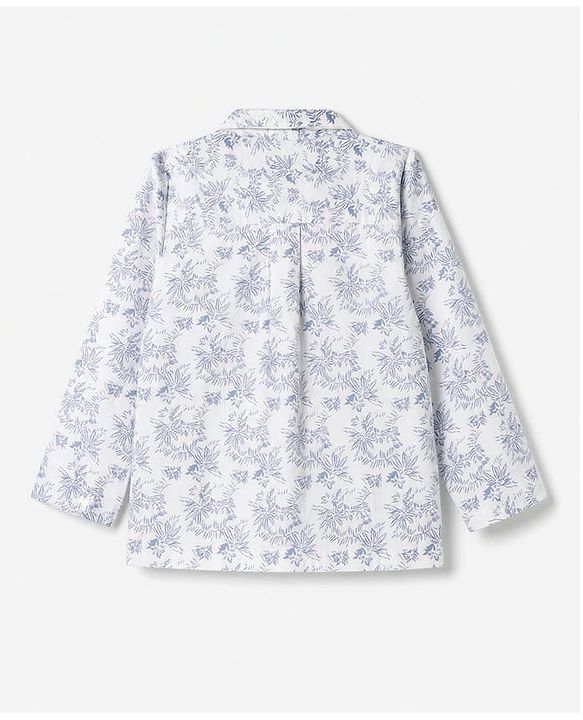 Babyhug 100% Cotton Knit Full Sleeves Co-Ords Shirt & Pyjama Night Suit with Tropical Print - White