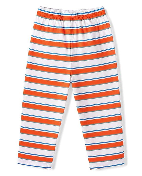 Babyhug Cotton Knit Full Sleeves Shirt Pyjama Co-ords Nightsuit With Stripes - Red