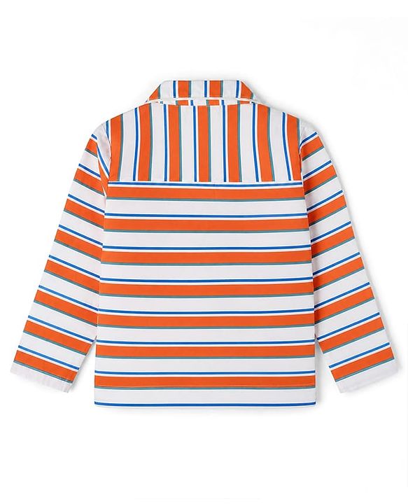 Babyhug Cotton Knit Full Sleeves Shirt Pyjama Co-ords Nightsuit With Stripes - Red