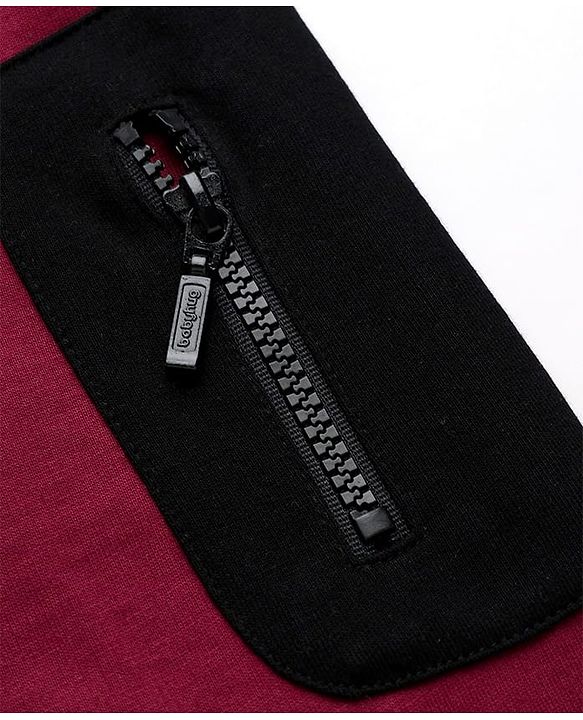 Babyhug Cotton Knit Full Length Jogger Fit Track Pant with Full Length and Brooklyn Print in Red