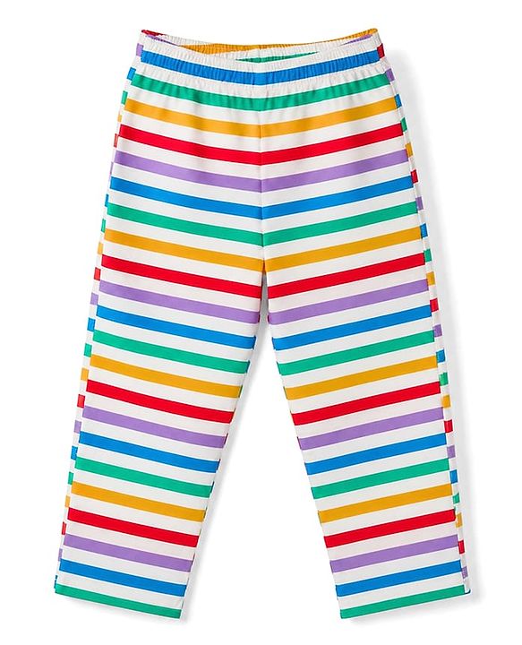 Babyhug Cotton Knit Full Sleeves Front Open Shirt Pyjama Co-ord Nightsuit With Stripes - Blue