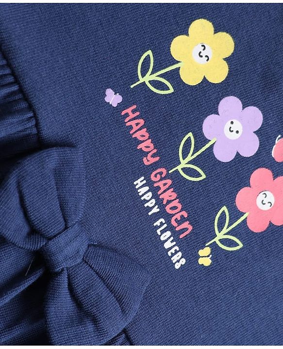 Babyhug Single Jersey Knit Half Sleeves Frocks with Butterfly & Floral Print Pack of 2 - Navy Blue & Pink