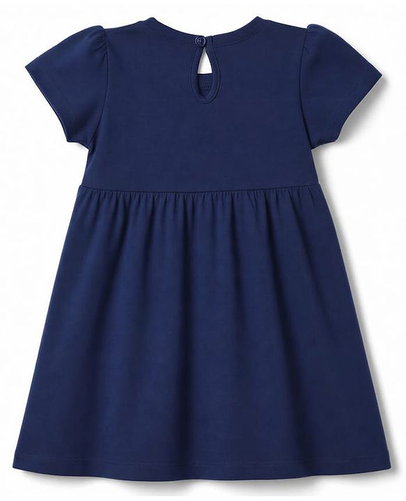 Babyhug Single Jersey Knit Half Sleeves Frocks with Butterfly & Floral Print Pack of 2 - Navy Blue & Pink