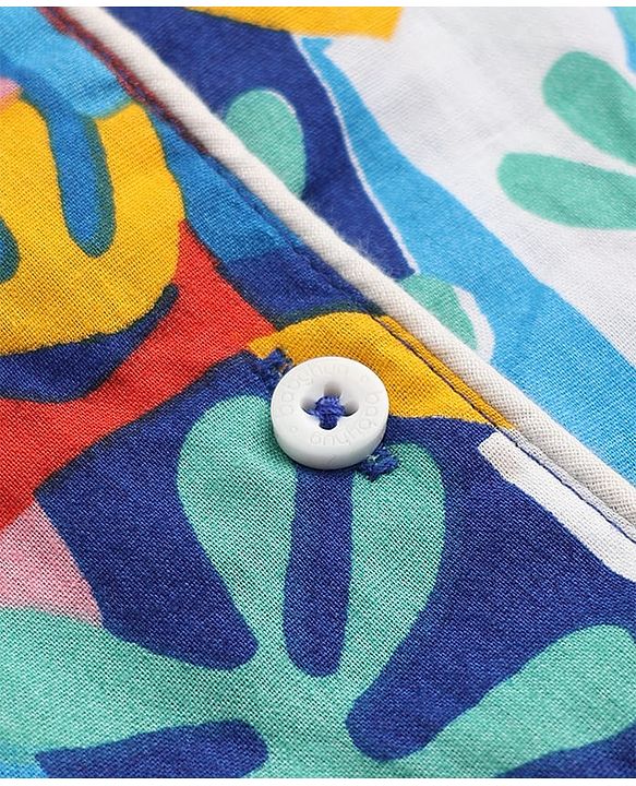 Babyhug 100% Cotton Knit Full Sleeves Co-Ords Shirt & Pyjama Night Suit with Abstract Print - Blue
