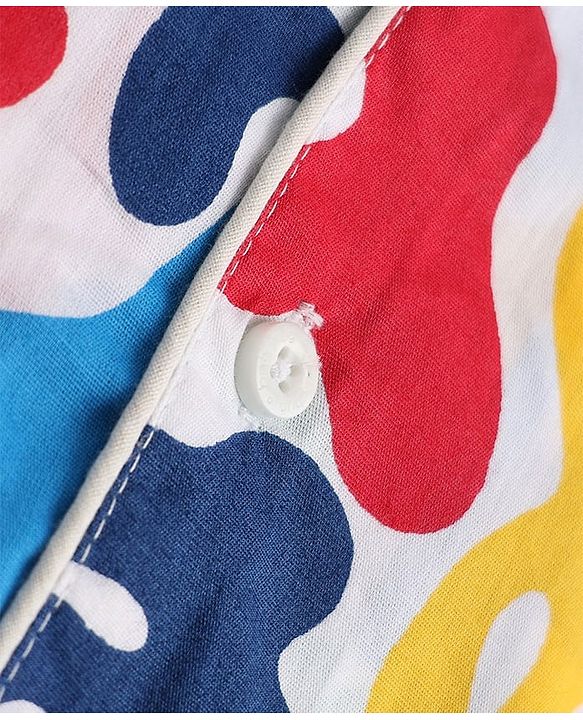 Babyhug 100% Cotton Knit Full Sleeves Co-Ords Shirt & Pyjama Night Suit with Abstract Print - Yellow