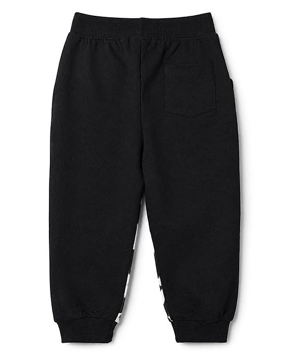 Babyhug 100% Cotton Looper Knit Jogger Fit Full Length Lounge Pant with Adventure Print in Black
