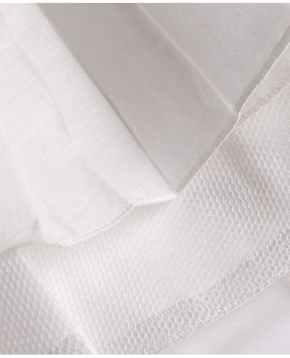 Babyhug Mesh Woven Half sleeves Party Dress With Sequin Leaves Thread Embroidery & Bow Applique - White