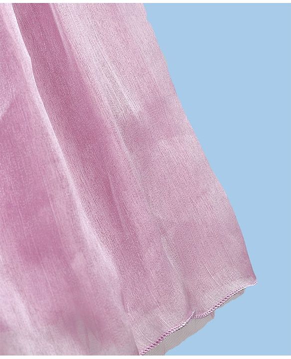 Babyhug Satin Woven Sleeveless Gown with a oversized Fabric flower at the Waistline - Lilac