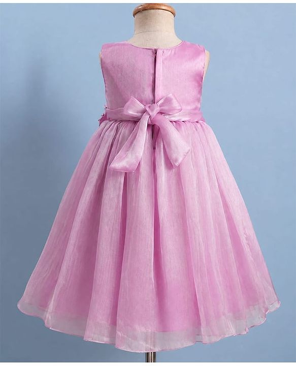 Babyhug Satin Woven Sleeveless Gown with a oversized Fabric flower at the Waistline - Lilac