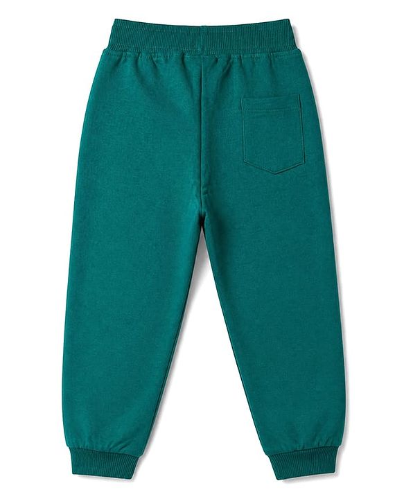 Babyhug 100% Cotton Looper Knit Jogger Fit Full Length Lounge Pant with Mountains Print in Teal Blue