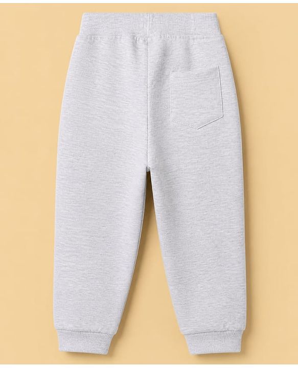 Babyhug Cotton Jersey Knit Full Length Lounge Pants With Star Applique - Grey