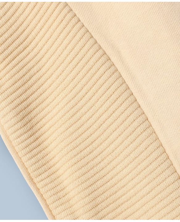 Babyhug Cotton Knit Full Length Jogger Fit Solid Lounge Pants - Cream