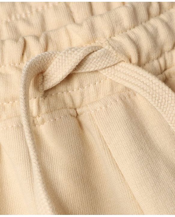 Babyhug Cotton Knit Full Length Jogger Fit Solid Lounge Pants - Cream